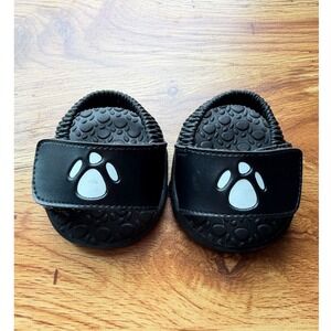 Vintage Build-A-Bear Workshop Black Paw Print Slides Plush Toy Shoes Sandals